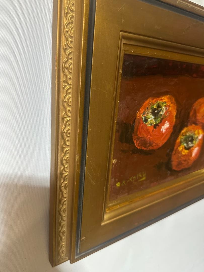 清原馬目　肉筆　油彩　キャンバス絵画　静物画　美術品　インテリア　額縁