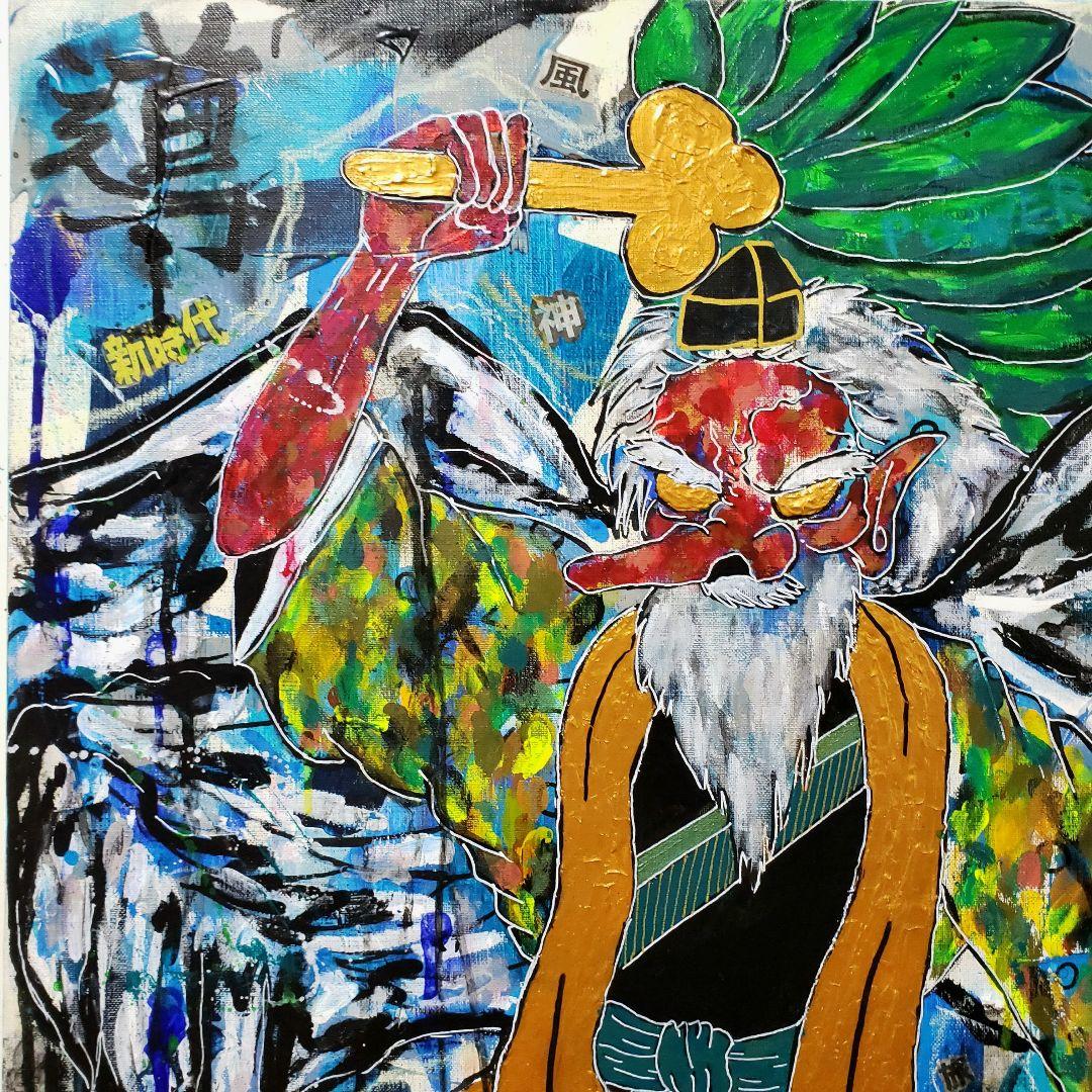 【一点物:F20号】道開きの神SARUTAHIKO-天狗【現代アート/絵画】