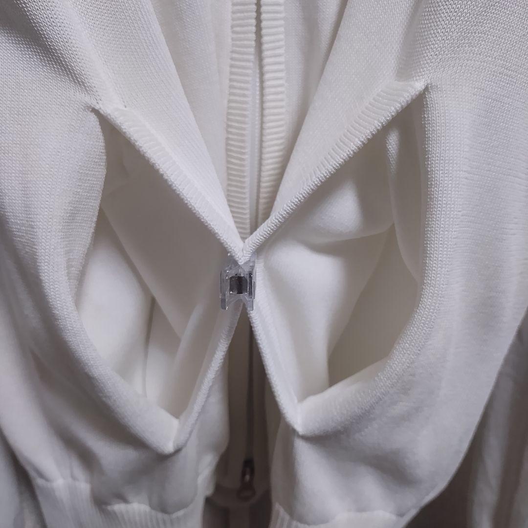 美品 J.LINDEBERG ジップ ニットカーディガンジャケット 白 S
