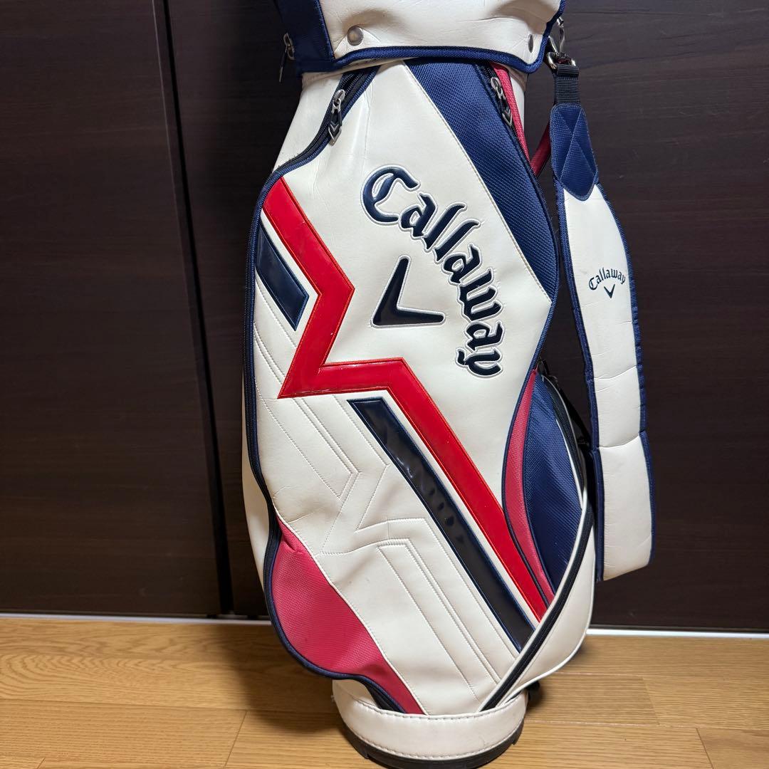 Callaway キャディバッグ ゴルフバッグ ホワイト/ネイビー/レッド