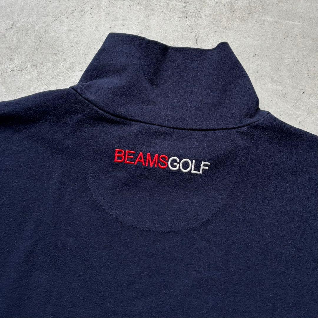 BEAMS GOLF パープルレーベル ハイネック長袖シャツ 微起毛ロゴワッペン