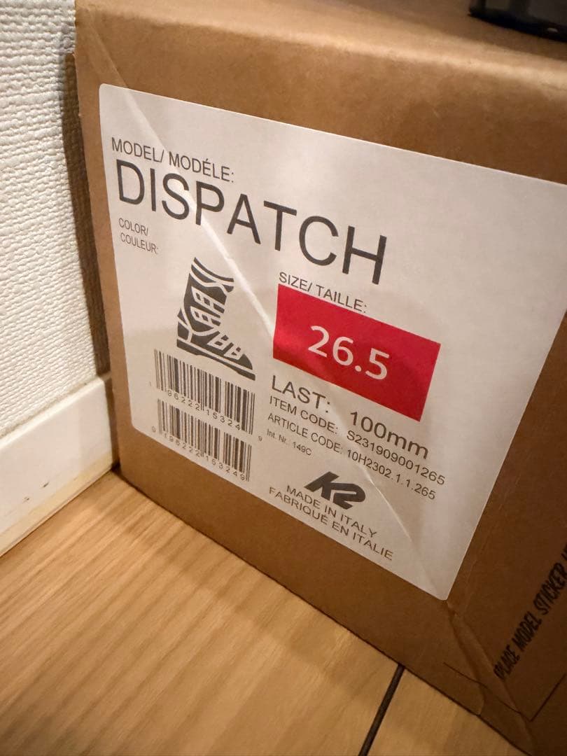 K2 DISPATCH 26.5cm スキーブーツ バックカントリー 25年購入