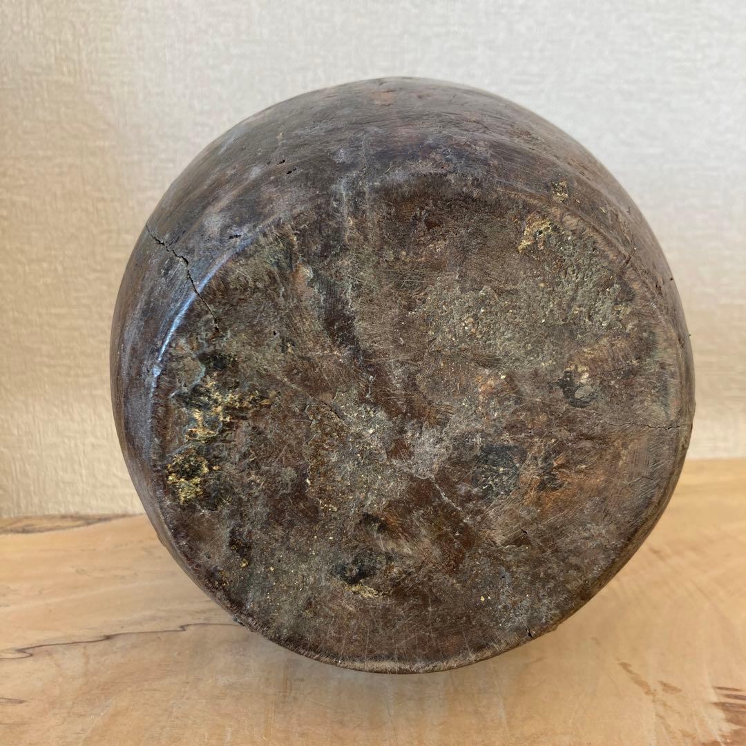 インド　木製のポットA　木工品　古道具坂田　古物　骨董　フラワーベース　花瓶