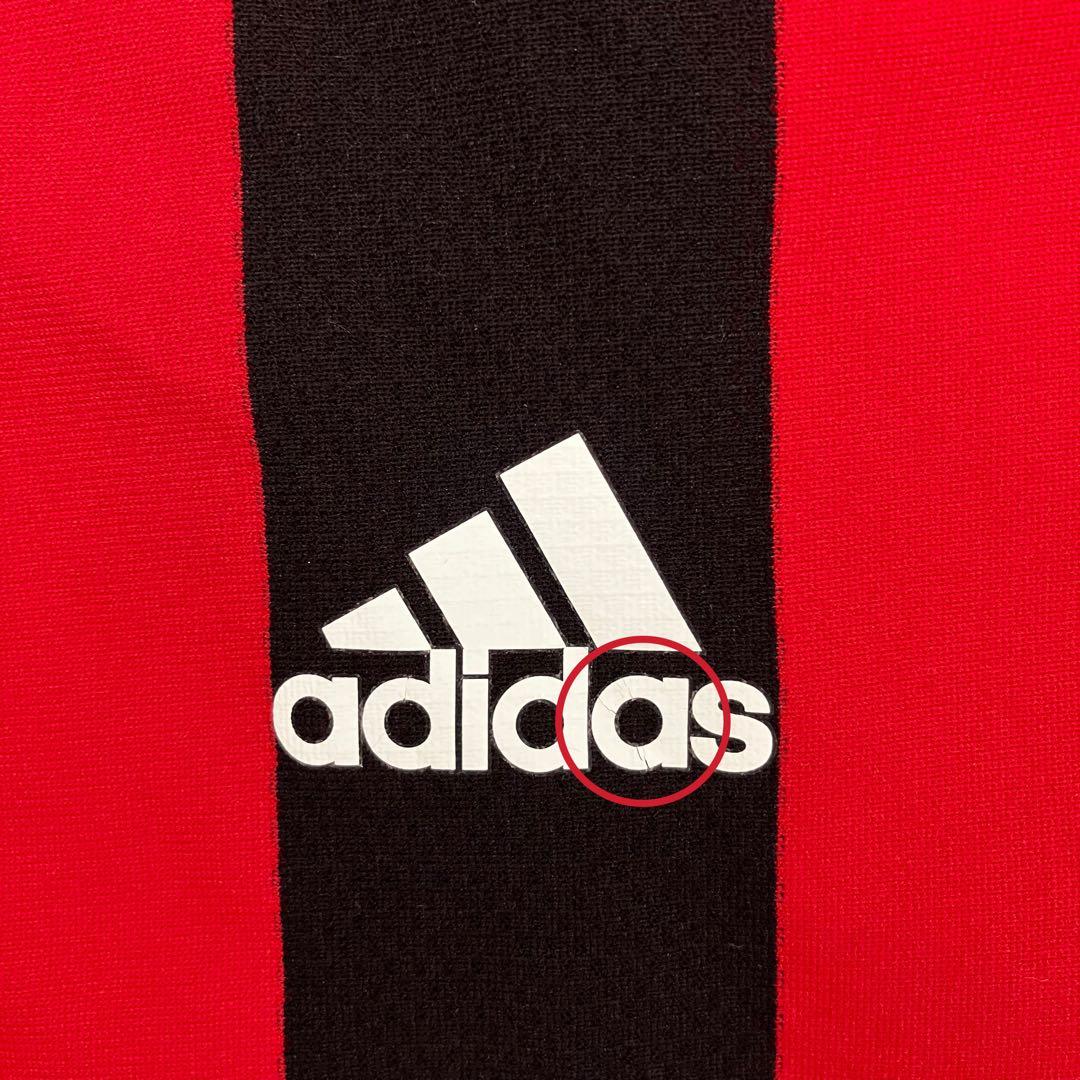 adidas TOSHIBA #2 サッカーシャツ 日本製 古着 刺繍 赤黒 L
