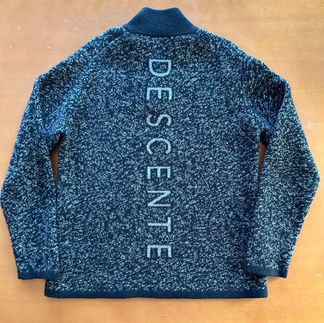 DESCENTE GOLF　紡毛ダブルジャカードハーフジップセーター Ｏサイズ