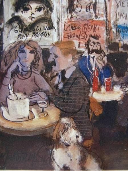 増田　誠【カルチェラタンのカフェ】希少画集画、状態良好、人気作家