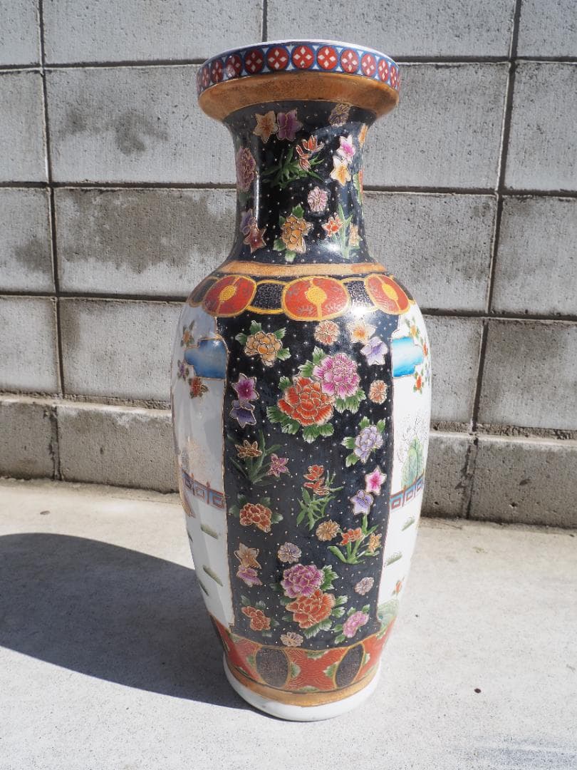 大型花瓶　中国製　女人図　花
