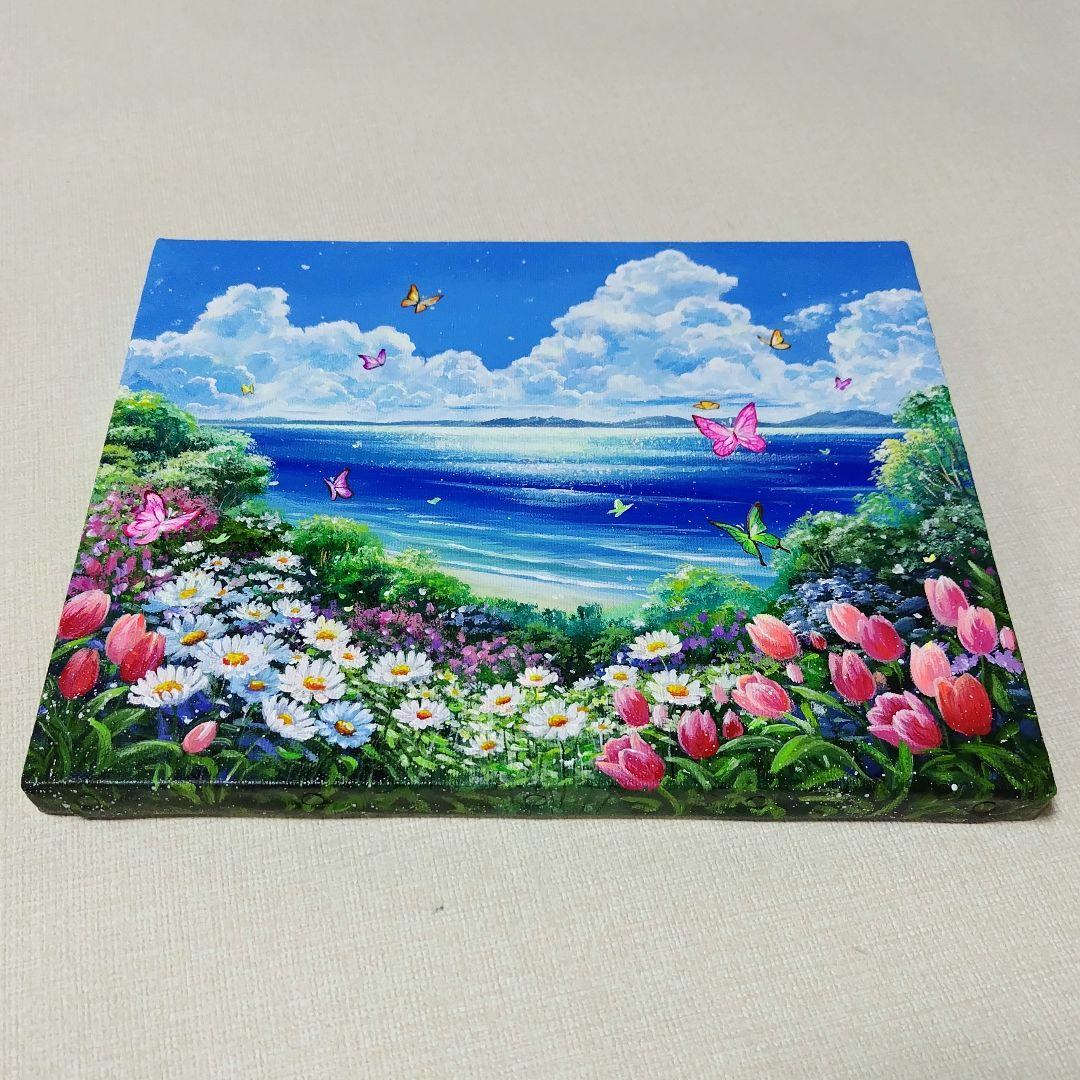 N*°様 【浜辺に咲く花】アクリル画 F3 風景画 絵画