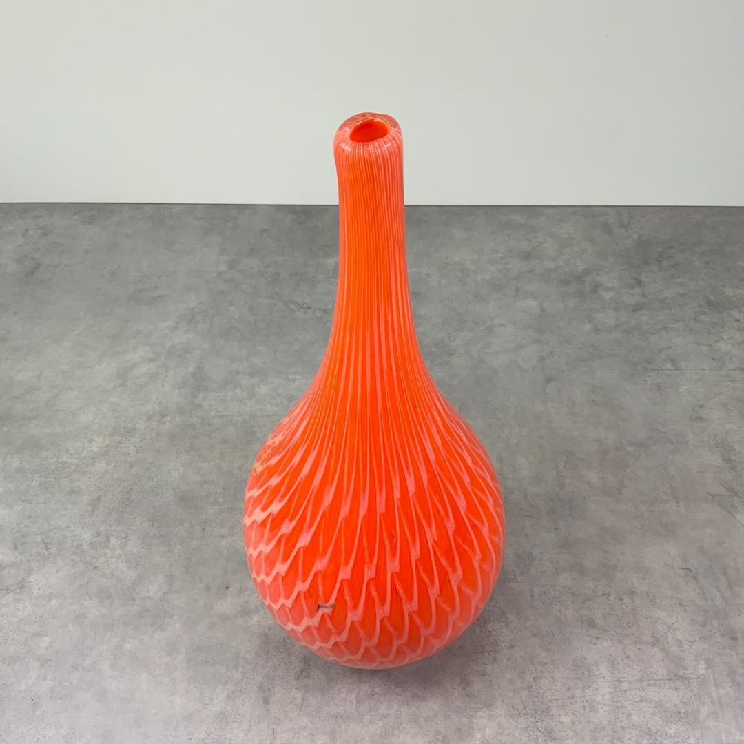 ジャパン ヴィンテージ ガラス ベース オレンジ 花器 花瓶 ビンテージ