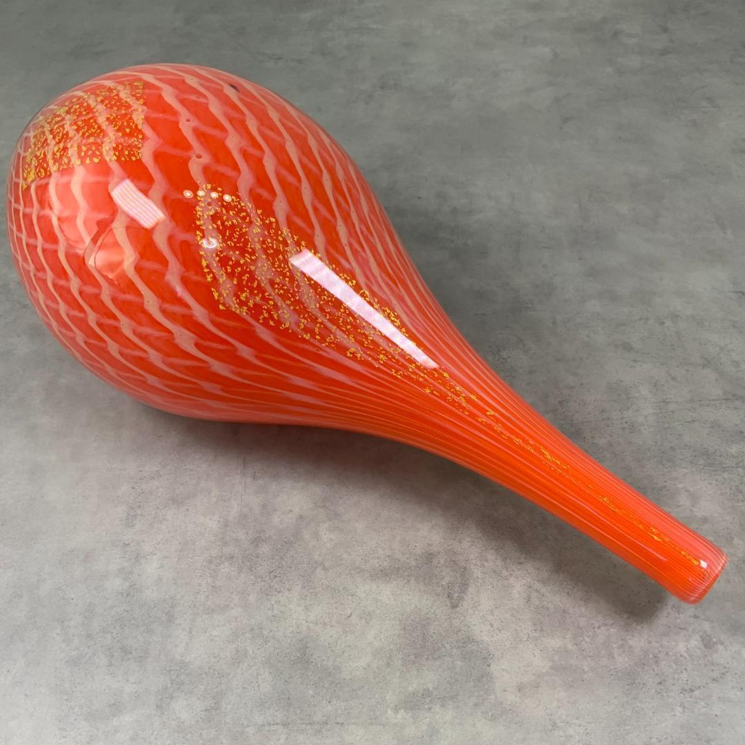 ジャパン ヴィンテージ ガラス ベース オレンジ 花器 花瓶 ビンテージ