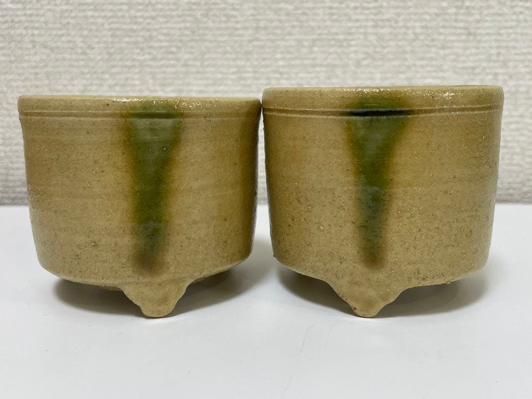 【現状品】瑞光窯 佐々木八十二 造 黄瀬戸香炉 一対 共箱