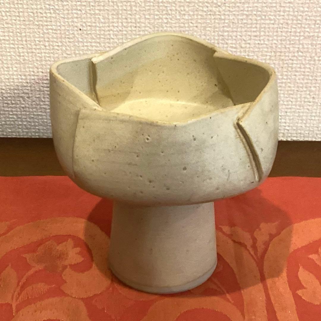 草月流花器 ベージュ系コンポート型 二種 ヴィンテージ