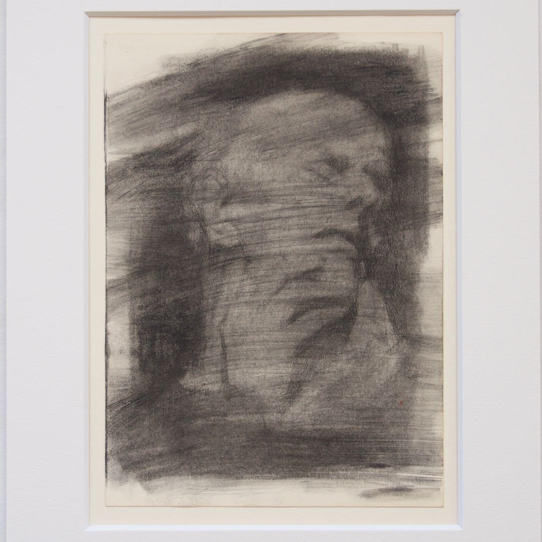 人物画 木炭 鉛筆 オリジナル作品 マット付き アート 絵画 ドローイング