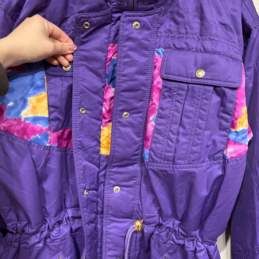 希少 90s VINOROSSO ウェア 中綿 パープル タイダイ柄 バブル