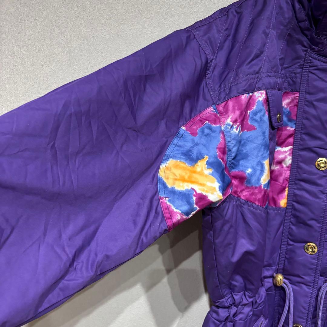 希少 90s VINOROSSO ウェア 中綿 パープル タイダイ柄 バブル