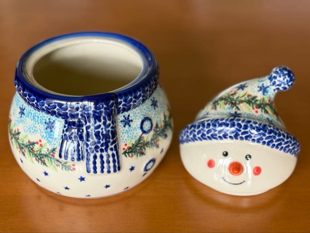 ポーランド陶器　KALICH社　UNIKAT 雪だるまのコンテイナー