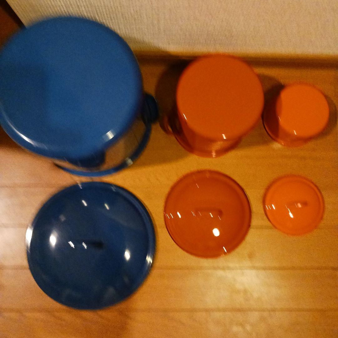 昭和レトロポップホーロー蓋付き保存容器セット 大中小