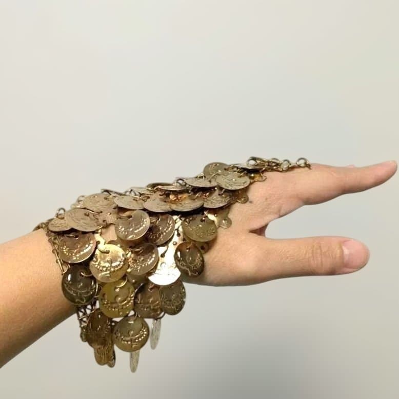 エジプト製 ベリーダンス 指かけブレスレット 銅色 フリーサイズ