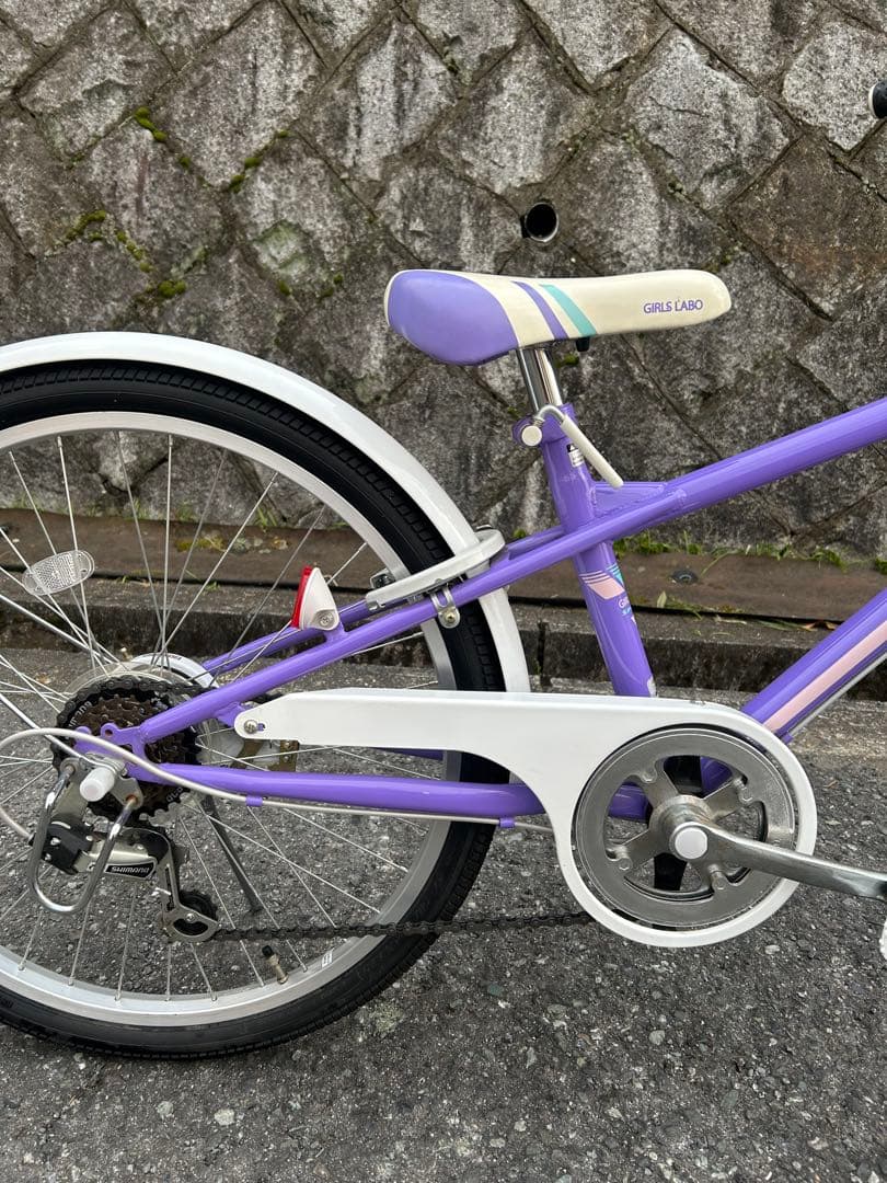 子供用自転車 パープル 前面バスケット付き24インチ