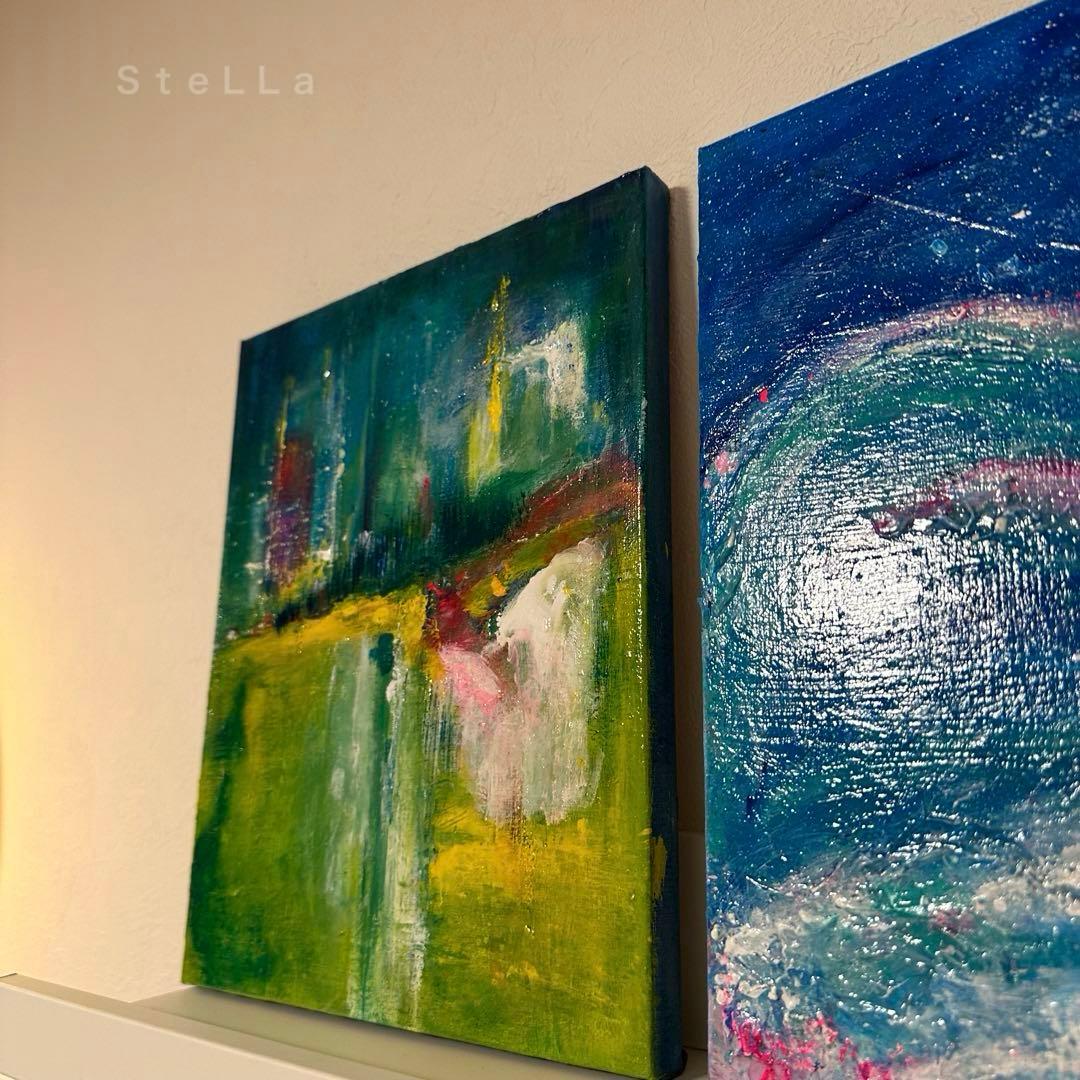 モダン　グリーン　インテリア　北欧アート　癒し　ホテルライク　絵画　現代アート