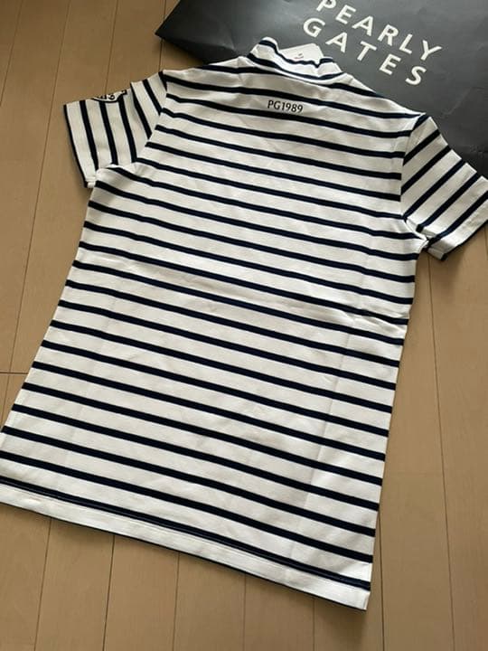 パーリーゲイツ　ホワイトボーダー　半袖ハイネックカットソー　サイズ0