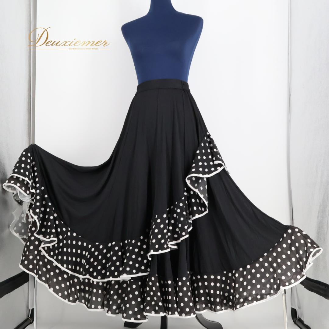 【フラメンコ衣装】ブラック prima boutique ファルダ スカート 黒