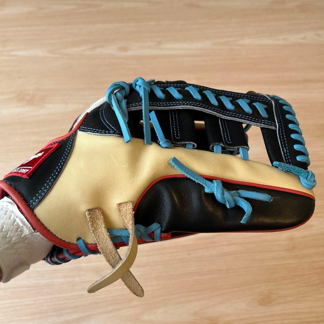 Rawlings 軟式用グローブ 黒/ベージュ/青
