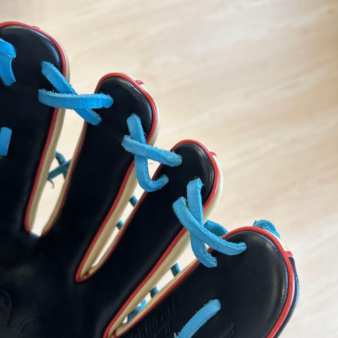 Rawlings 軟式用グローブ 黒/ベージュ/青