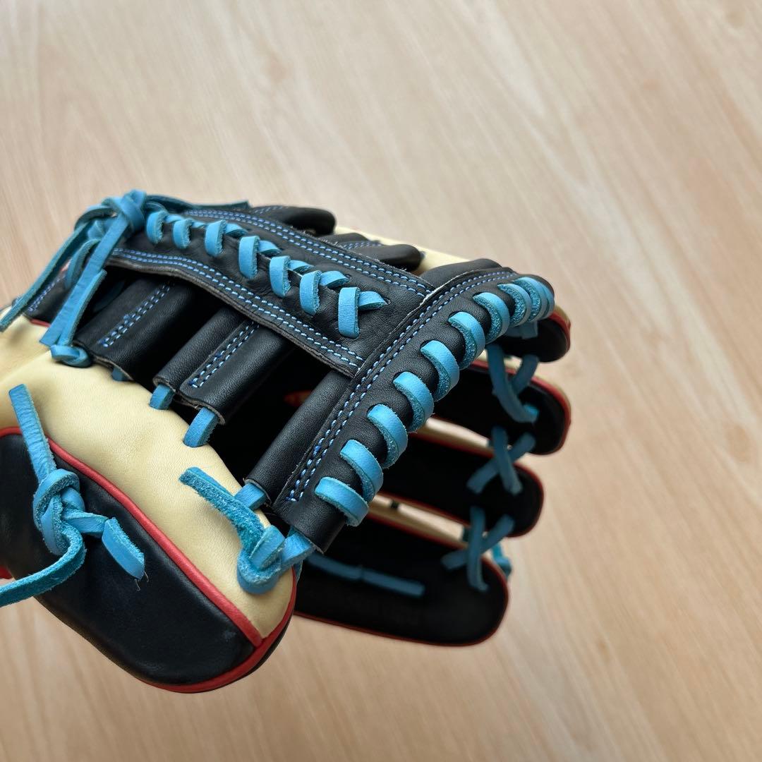 Rawlings 軟式用グローブ 黒/ベージュ/青