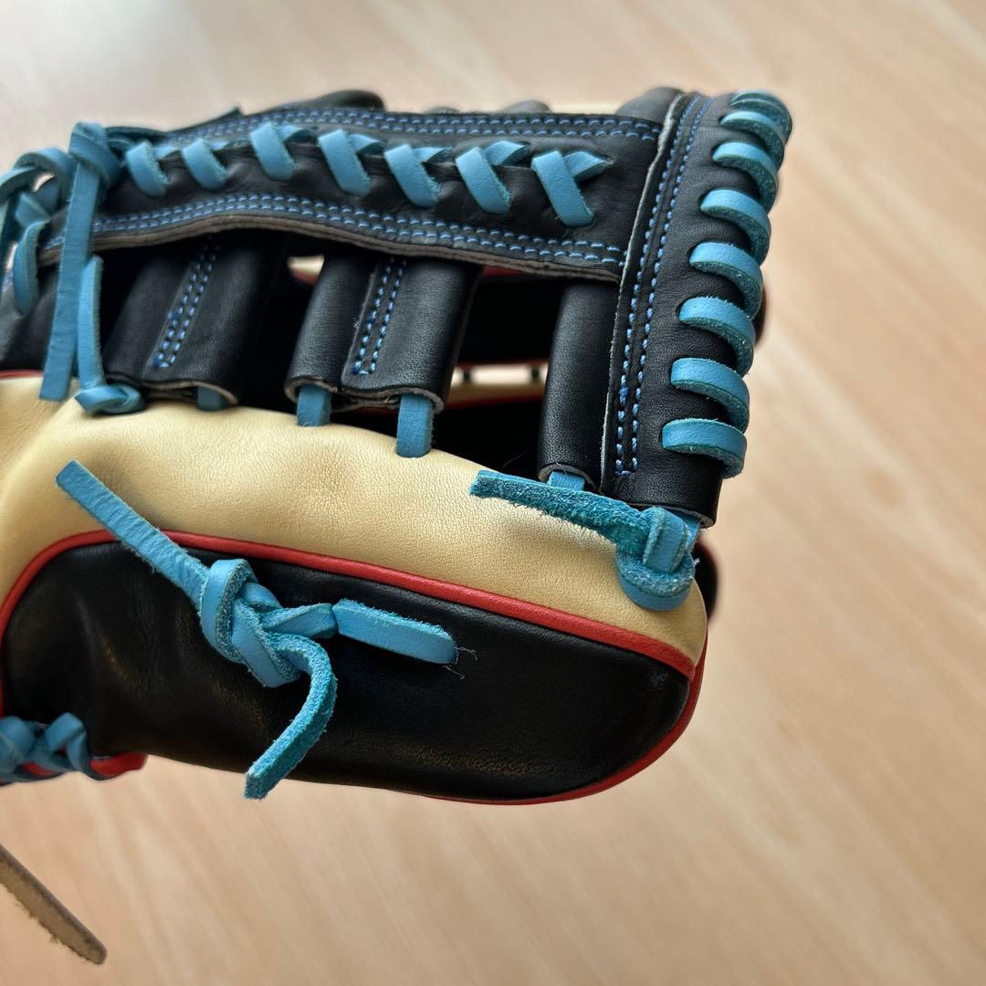 Rawlings 軟式用グローブ 黒/ベージュ/青