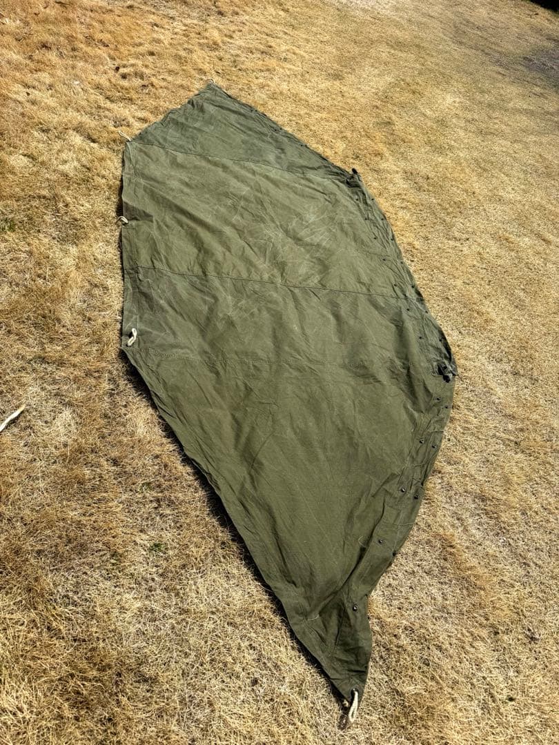 ①米軍本物パップテント1枚シェルターハーフテント官給品 米軍幕 美品