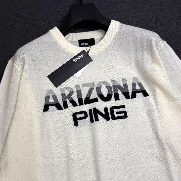 新品 ピン ゴルフ ARIZONA ジャカード セーター オフホワイト LL