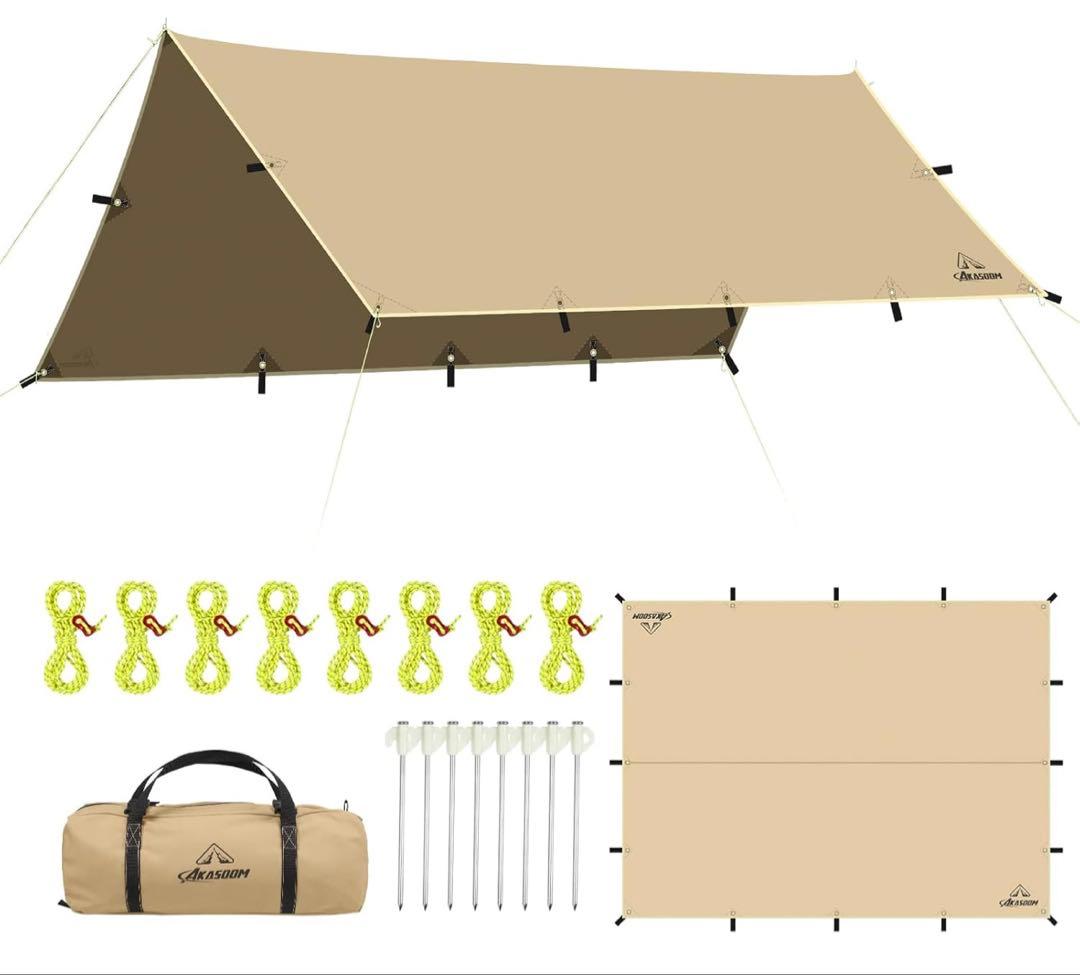 【セット販売】タープ 3mx4m &ポール 総長250cm 2セット入り