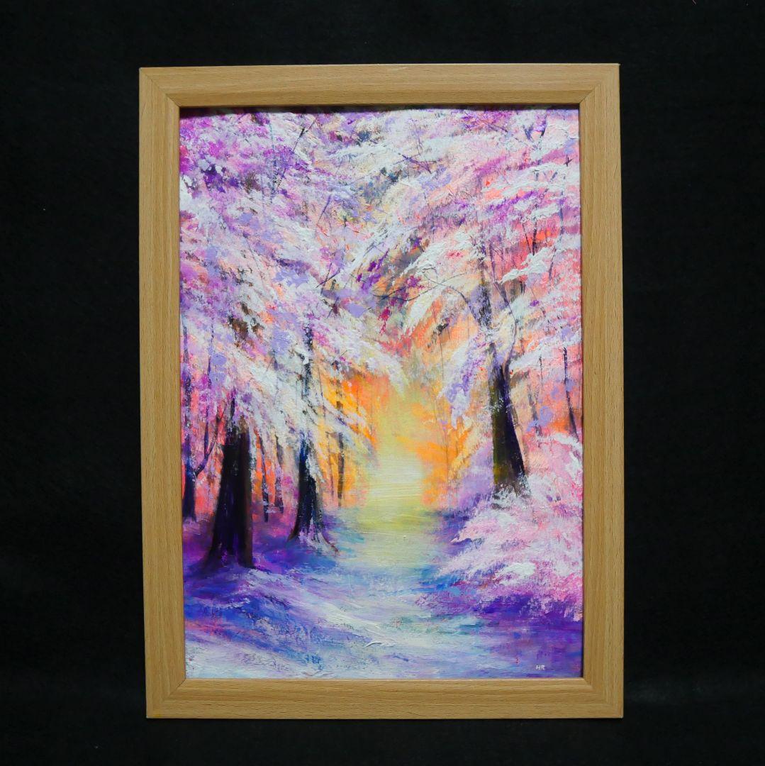 油絵 絵画 【冬の朝日】