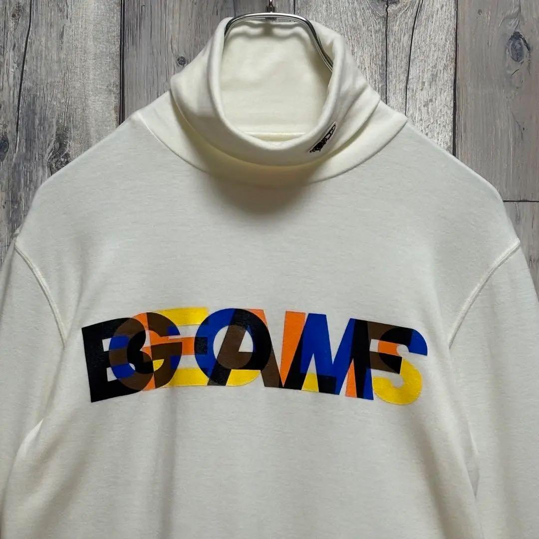 ビームス　BEAMS GOLF タートルネック　長袖　ビックロゴ　ホワイト