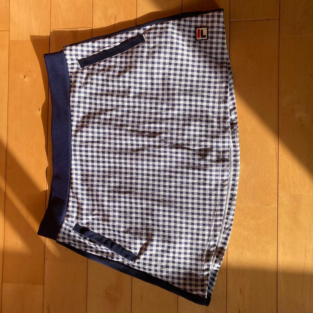 FILA テニスウェア　上下セット　チェック柄 Tシャツ Lサイズ ネイビー