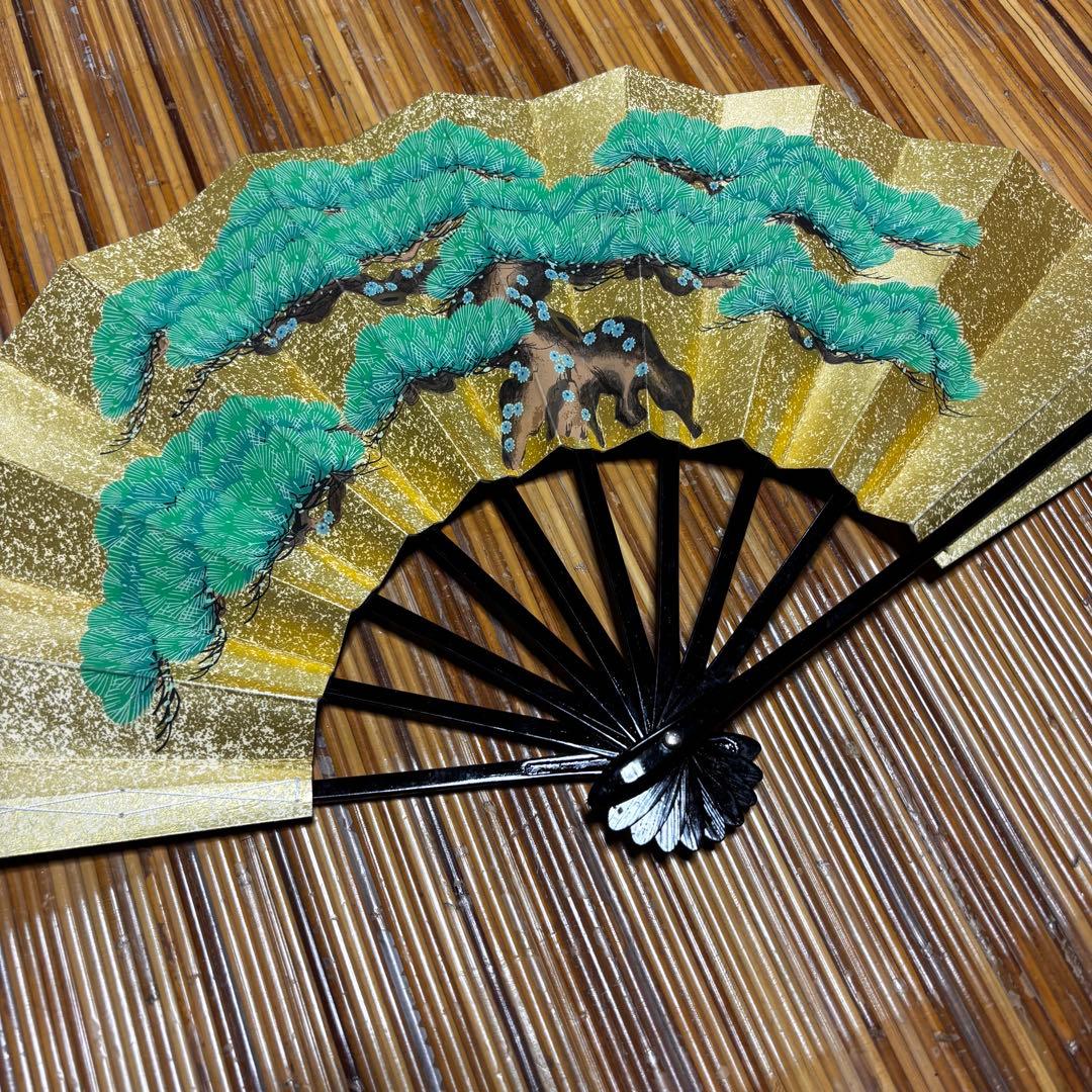 舞扇子 金色 牡丹の花　3点
