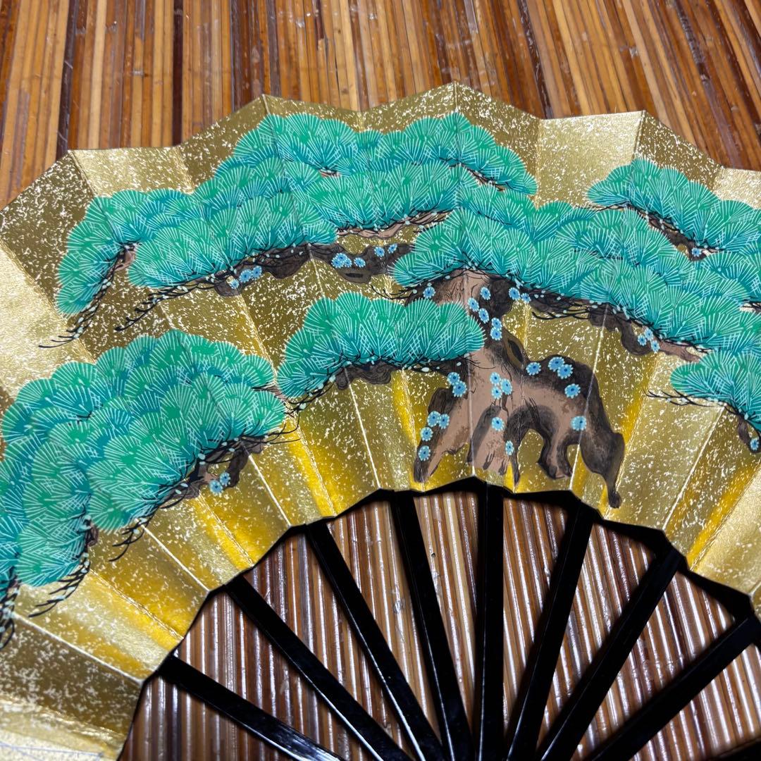 舞扇子 金色 牡丹の花　3点