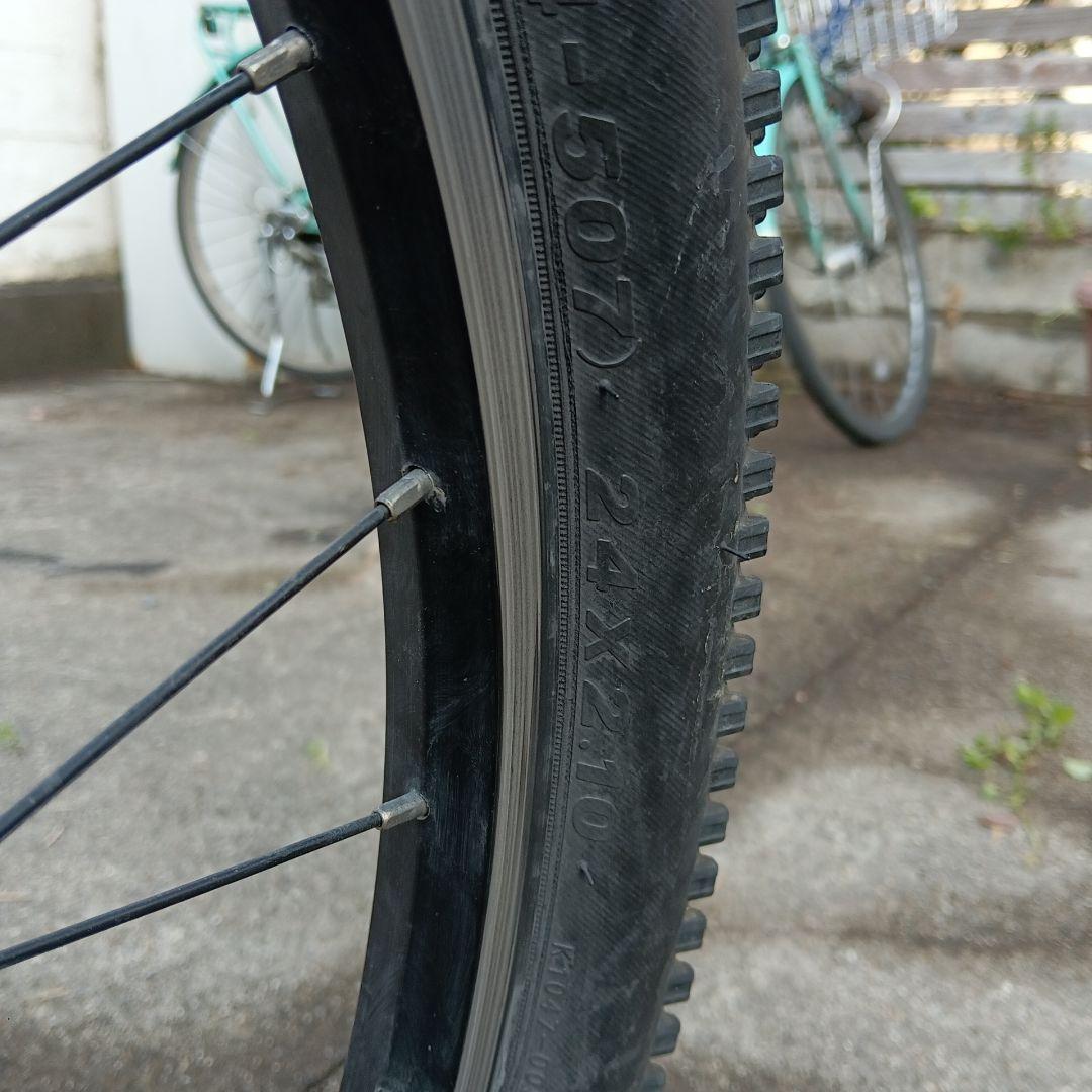 ヨツバサイクル 子供用自転車 赤 24インチ 前カゴ付き