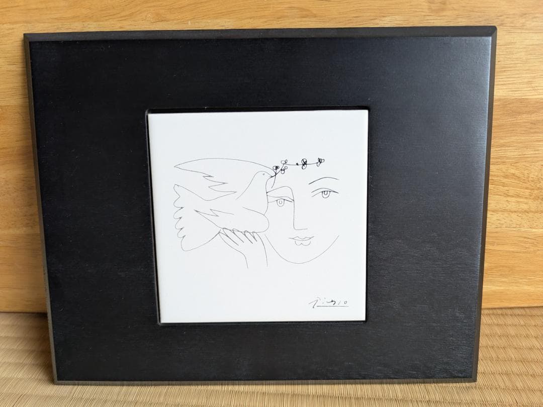 線画アート 女性と鳥
