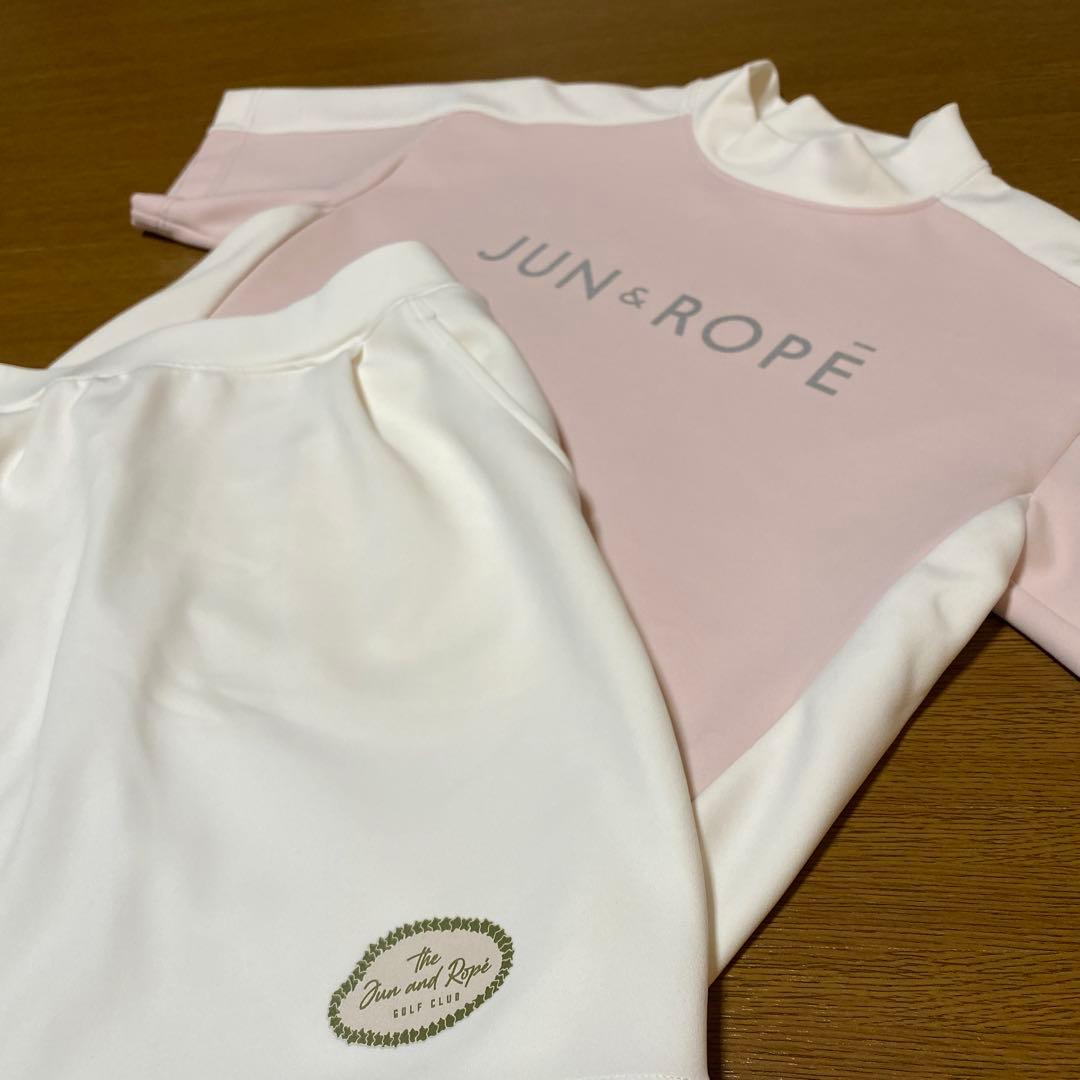 ジュンアンドロペ　ゴルフ　セットアップ　ピンク　白　軽量ダンボール　Ｍ〜Ｌ　美品