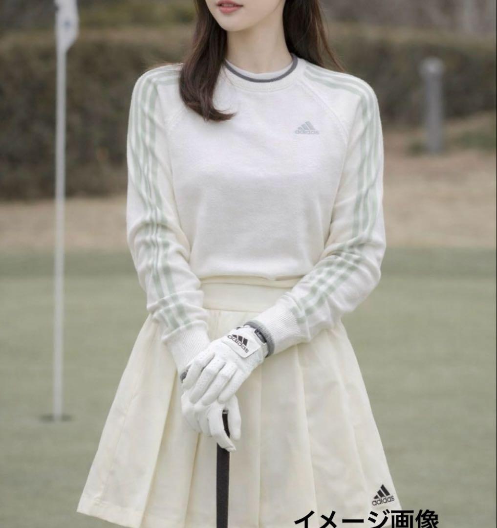 adidas ゴルフ 春カラー クルーネックニット　プリーツスカート S 上下