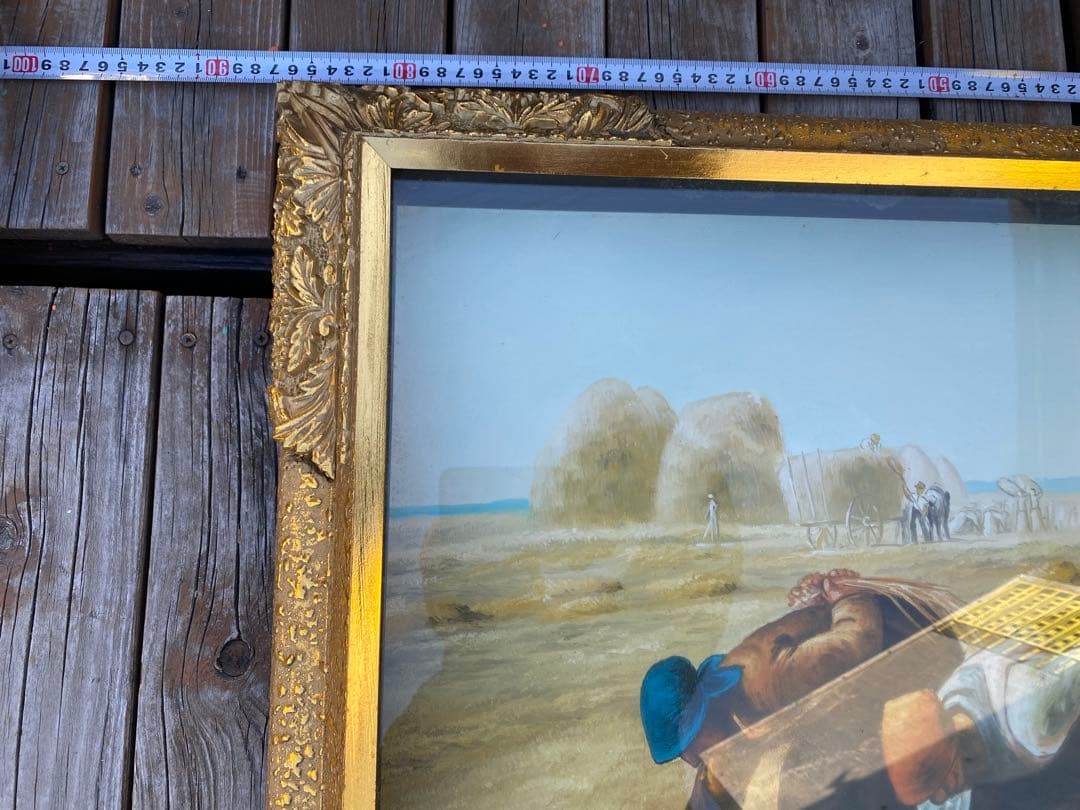 油絵名画ジャン＝フランソワ・ミレー 「落穂拾い」複製画 高級感あるフレーム入り♪