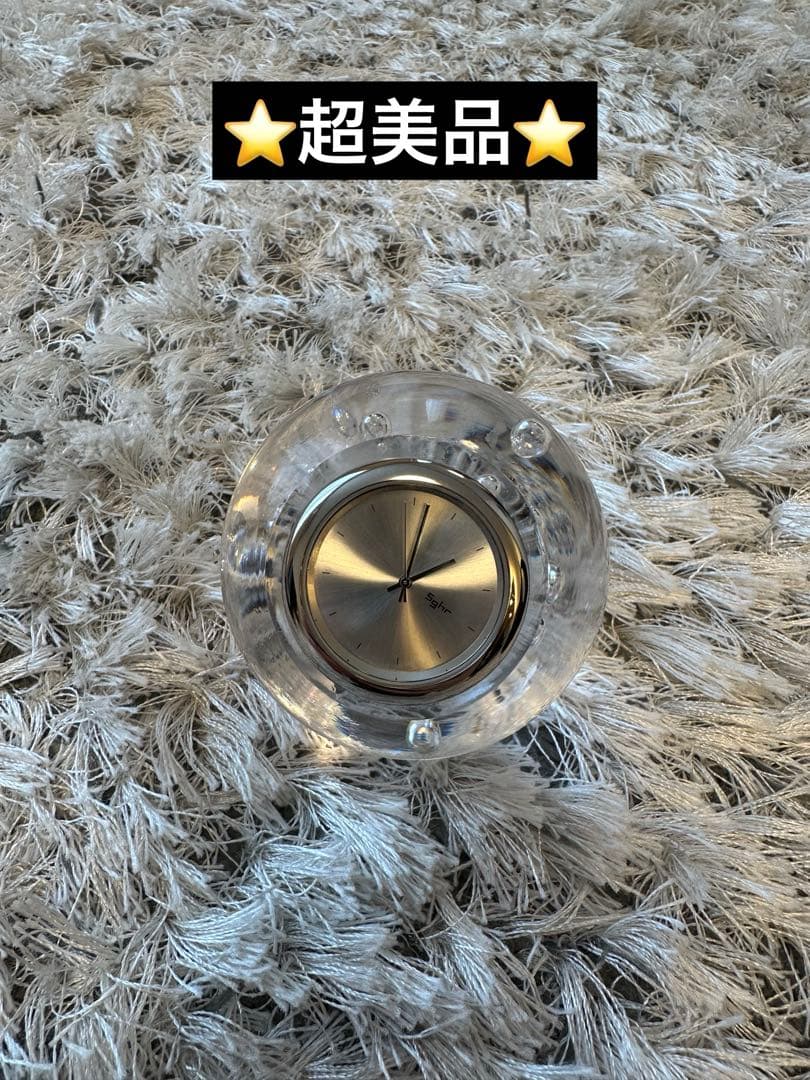 スガハラガラス 置時計 クリア 深海から湧き起こる泡