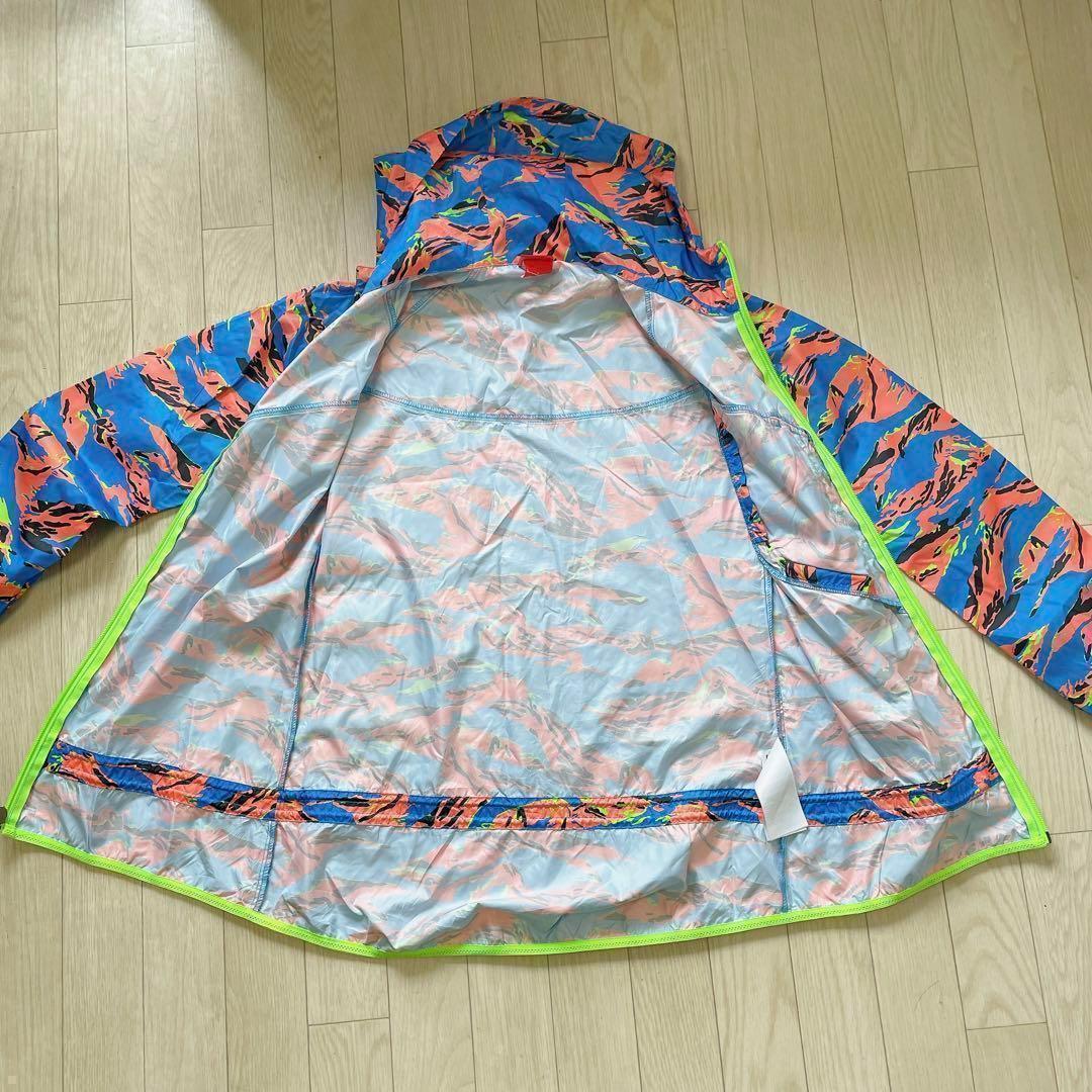 NIKE 青xオレンジ 迷彩柄 ウィンドブレーカー ポリエステル100% S