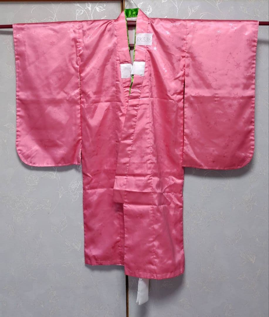 RK536洗える子供着物着丈92センチ裄丈46センチ重ね襟付き綺麗美品3歳用