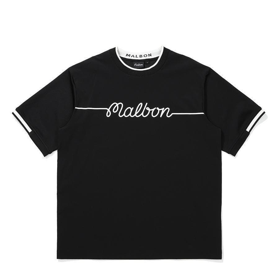 マルボンゴルフ シャツ Malbon Golf メンズ半袖 黒色XL