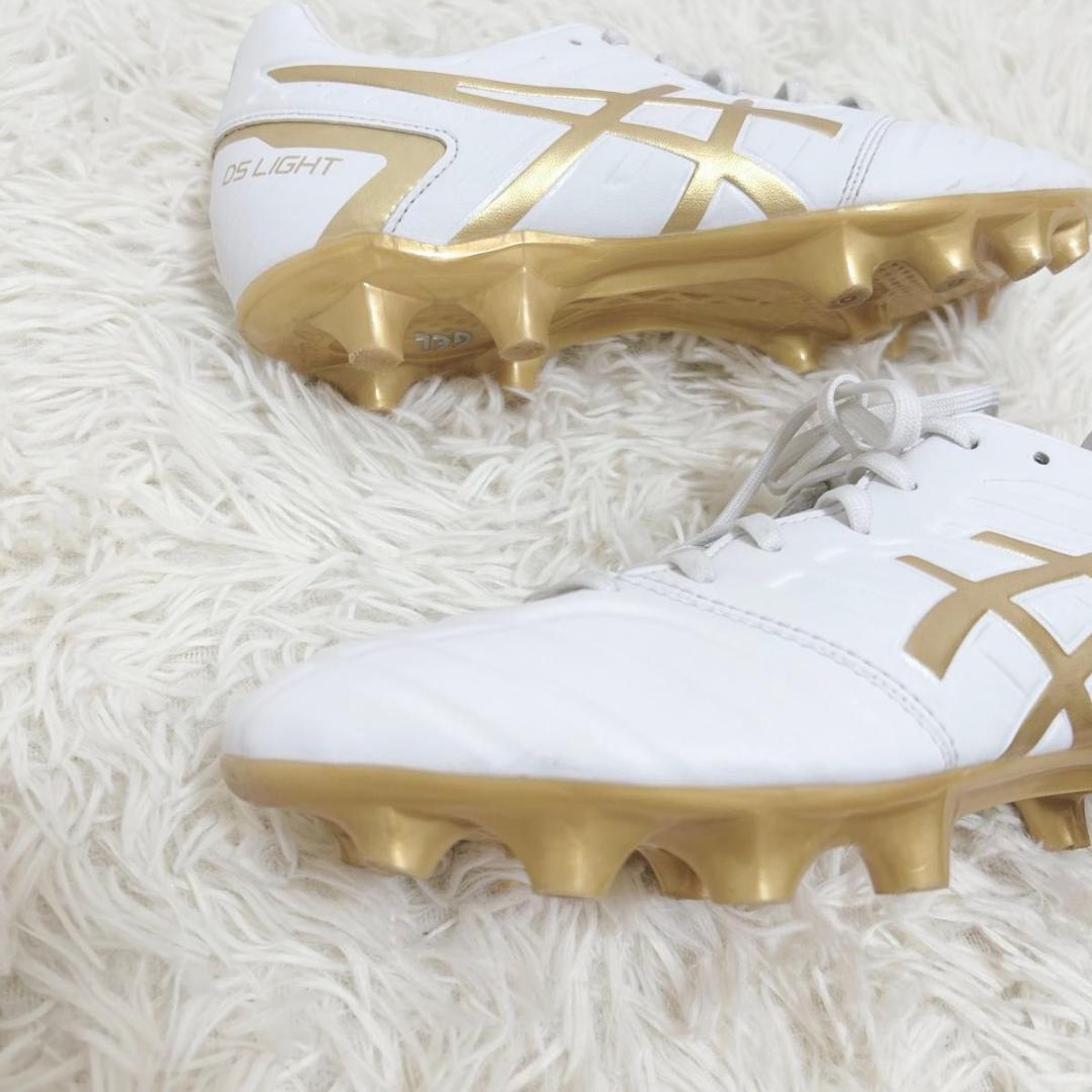 アシックス　スパイク　サッカー　DS LIGHT WIDE 24.5cm 白　金