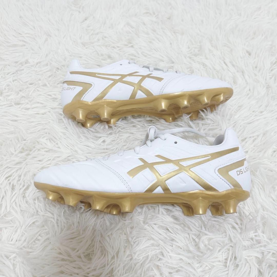 アシックス　スパイク　サッカー　DS LIGHT WIDE 24.5cm 白　金
