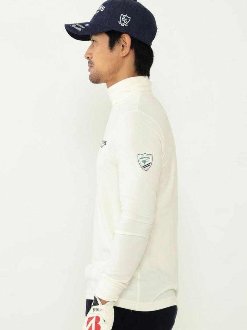 今期　BEAMS GOLF タートルネック　モックネック　ロゴ　パープルラベルL